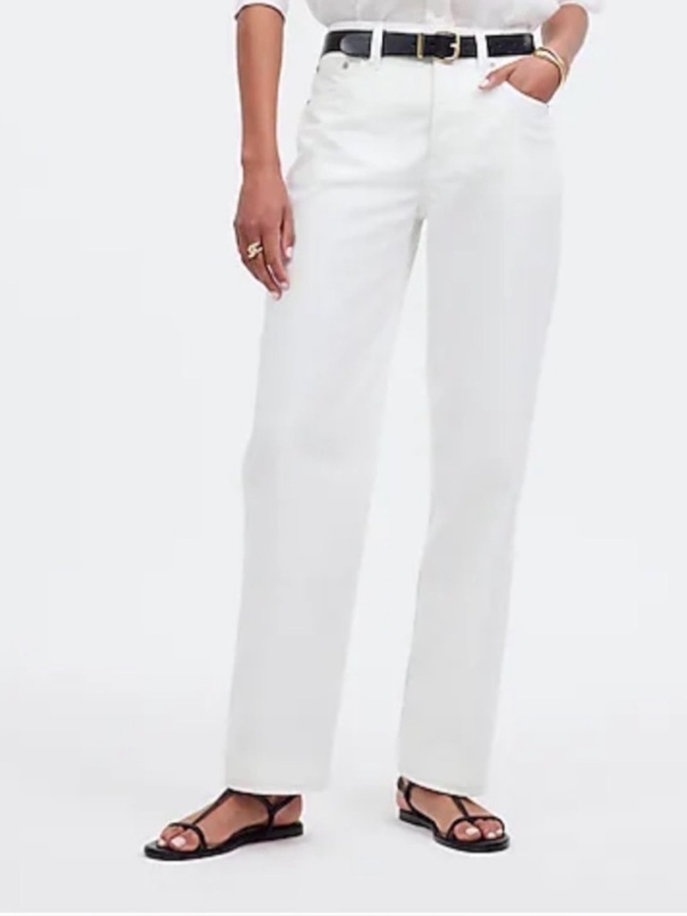 Madewell White Low-Slung Straight Jeans